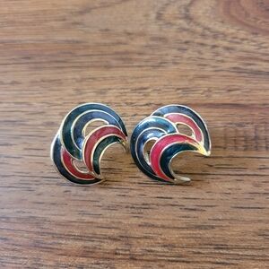 Vintage Colorful Swirl Enamel Earrings